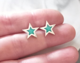 Sterling Silver Resin Star Stud Earrings