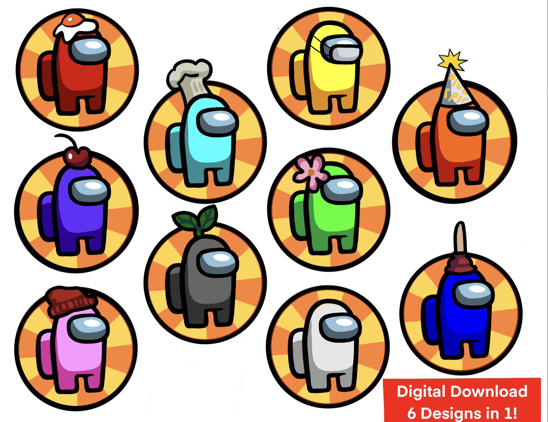 Among Us Cake Topper Printable Free Among Us Cake Topper Printable Free