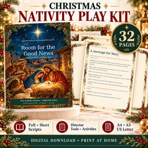 Puede incluir: Un kit de obra de Navidad titulado Room for the Good News, que incluye un folleto de 32 páginas con una ilustración de la Natividad, guiones y herramientas de dirección. El kit contiene guiones completos y cortos, actividades, y está formateado para tamaños A4, A5 y US Letter para descarga digital e impresión.