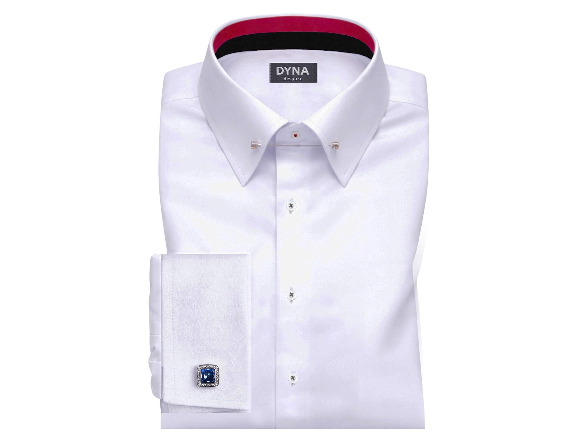 Custom Royal Oxford Cotton Pin Collar Shirt, French Cuffs, Monogram personalized gift.