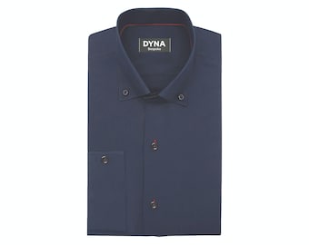 Navy Poplin Dress Shirt for Men, Button-down Collar, Floral Contrast,  Custom Fit - Etsy