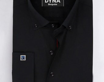 Mens Black Long Sleeve Button-down Shirt: Minimalist Cotton Dress Shirt -  Etsy