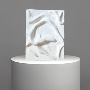 Minimalist 3D plaster wall art – Modern abstract relief sculpture in white, handmade wall decoration