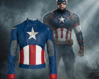 Blue Star Mens Real Leather Jacket | Comic Cosplay Costume