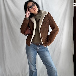 70s Suede Sherpa Trucker Jacket: Vintage Western Cropped Coat