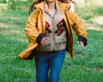 Fuchs-Strickjacke inspiriert Hail Mary Kanadier |  Wolf Pullover | Handgemachte Wolle Unisex Fuchs Winterjacke