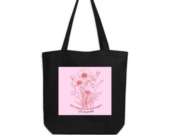 Tote bag Organic cotton canvas tote bag French inspired tote Poppy tote Floral tote bag Flower tote Everyday canvas tote bag shopper