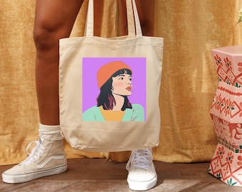 Beige canvas draagtas kleurrijke canvas draagtas Retro Art draagtas Stoere vrouwelijke draagtas draagtas voor vrouwen Alledaagse leuke draagtas shopper
