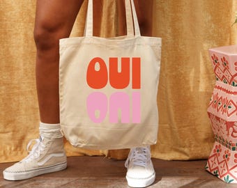 Oui canvas draagtas Franse canvas draagtas donkere gewaagde kleur zomer draagtas alledaagse draagtas canvas shopper draagtas zomercanvas draagtas