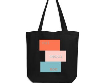 Draagtas canvas draagtas van biologisch katoen Frans geïnspireerde canvas tas Oui-draagtas Non-tas Merci-tas Canvas draagtas shopper Leuke canvas draagtas