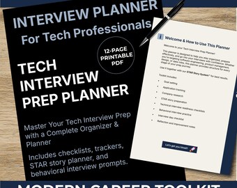 Tech-Interview-Vorbereitungsplaner: Lebenslauf-Tracker, STAR-Story-Handbuch (A4 druckbares PDF)