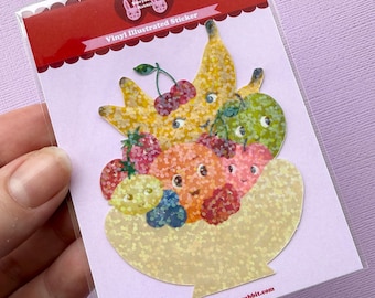 Glitter Fruity Gang Glitter Vinyl Illustrierte Single Sticker von The Storybook Rabbit