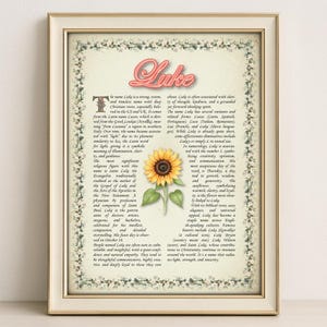 Luke Name Meaning Print – Vintage Floral Art, Etymology, Numerology & Saint, Personal Wall Decor, Instant Digital Download (PDF)