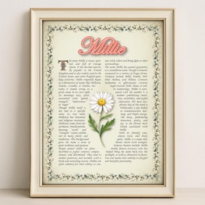 Millie Name Meaning Print – Vintage Floral Art, Etymology, Numerology & Saint, Personal Wall Decor, Instant Digital Download (PDF)