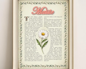 Maisie Name Meaning Vintage Floral Print (Digital Download)