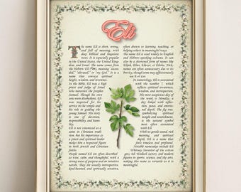 Eli Name Meaning Vintage Floral Print: Personalized Wall Art (PDF)