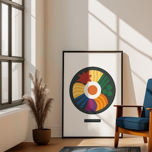 Bibimbap (Koreanisches Essen) - Bauhaus Stil Abstraktes Poster - Moderne Wand Kunst zum Ausdrucken (A1-A4)