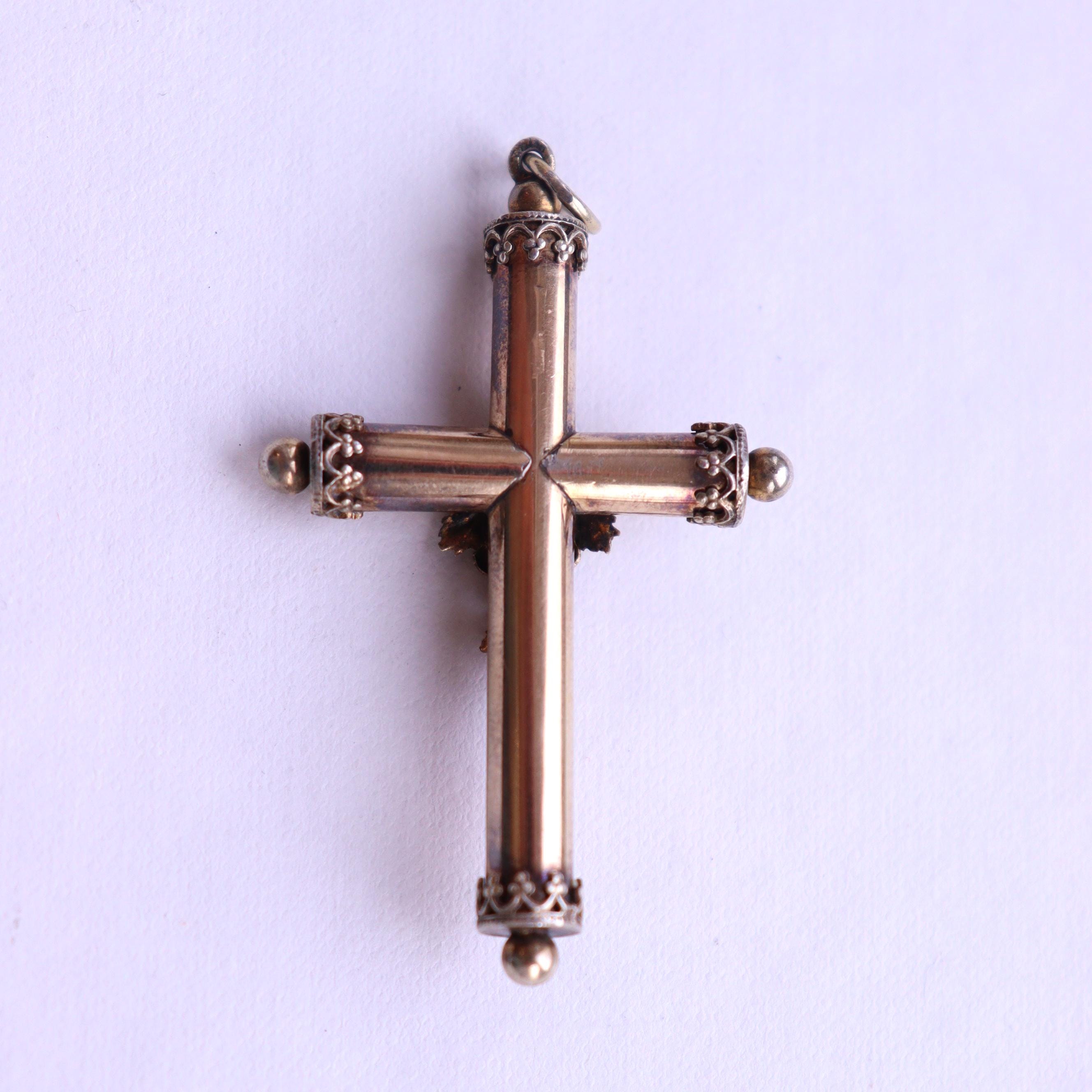 NO TARIFF Antique Victorian 8k Yellow Gold Cross Pendant With