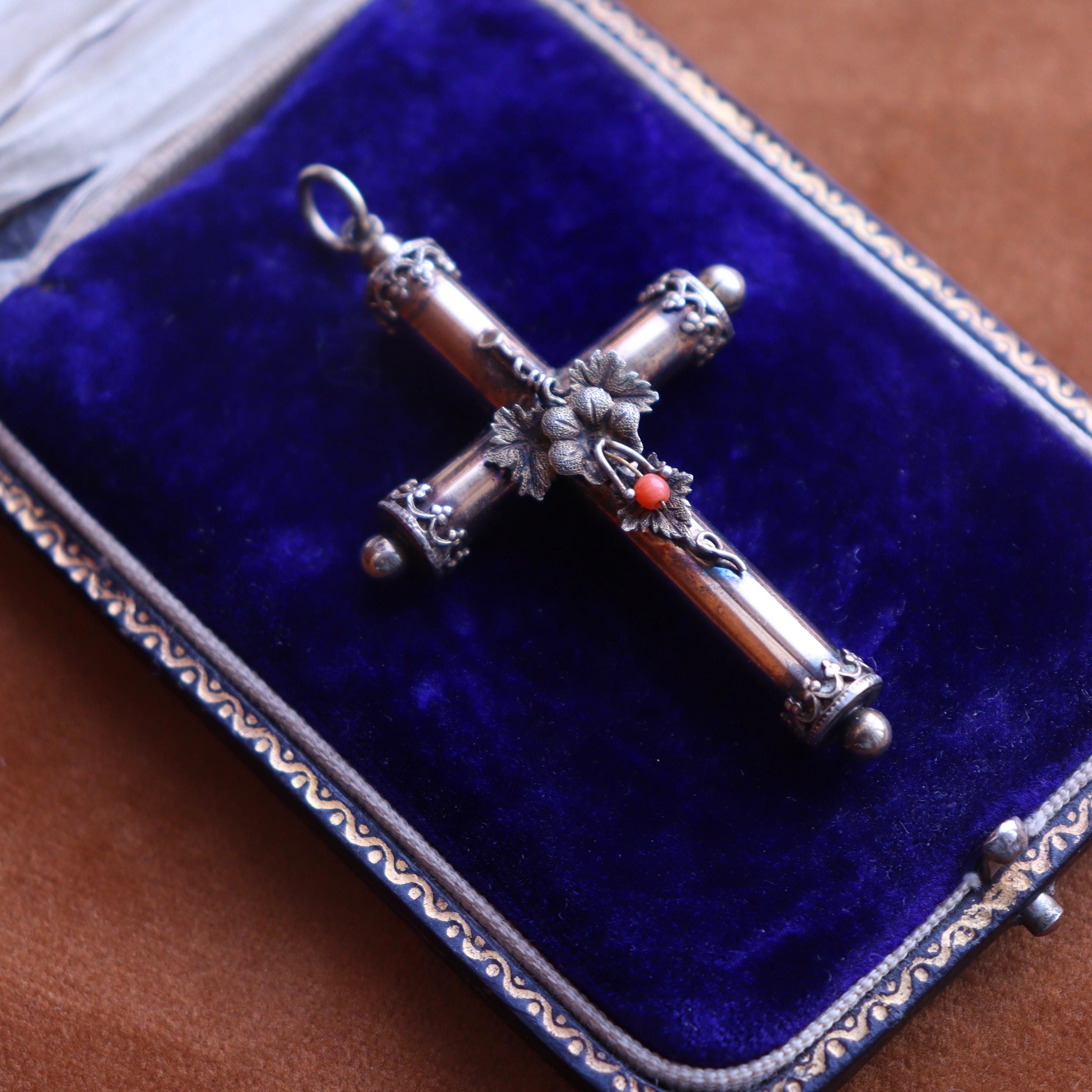NO TARIFF Antique Victorian 8k Yellow Gold Cross Pendant With