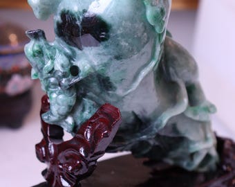 関税なし 中国彫刻翡翠翡翠メロン置物 木製台座付き - Etsy 日本