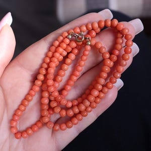 Antique Sciacca Coral Necklace Natural Undyed Coral Beads