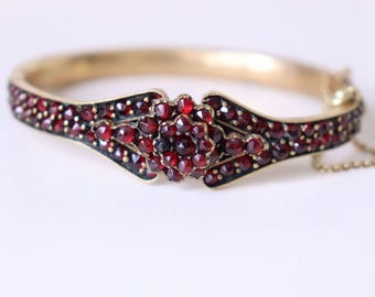 Antique Vintage  Bohemian Garnet Bracelet Tombac