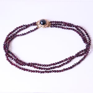 Antique Bohemian Garnet Choker Necklace 14k Rose Gold Clasp