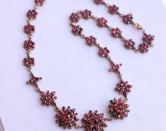 Antique Bohemian Garnet Necklace Collier Tombac