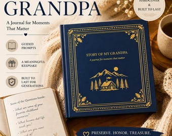 Verhaal van mijn opa Dagboek | Herinneringsboek opa | Begeleid levensverhaal met aanwijzingen | Grootvader aandenken cadeau | Vaderdagcadeau
