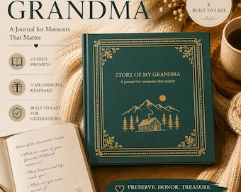 Story of My Grandma Journal | Grandma Memory Book | Guided Life Story Journal with Prompts | Grandmother Keepsake Gift | Mother’s Day Gift
