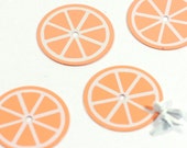 4 Orange Scrapbooking Brads, Sweet Fruit Metal Brads, scrapbook embellishment paper brads, large brads Cardmaking