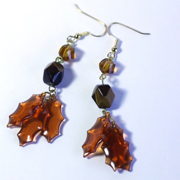 Marrón caída hojas cuelgan aretes - joyas para mujer - Halloween Thanksgiving complementos