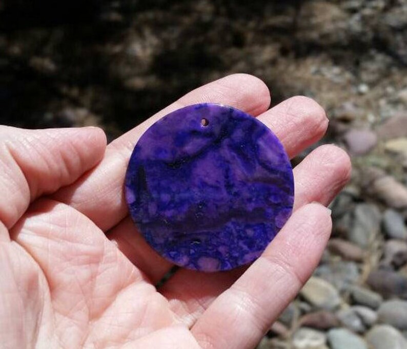 Beautiful Purple Agate Round Pendant Necklace: Large Chunky Crazy Lace Bead Charm Women/'s Fashion Jewelry 46mm x 7mm Statement Gifts Idea