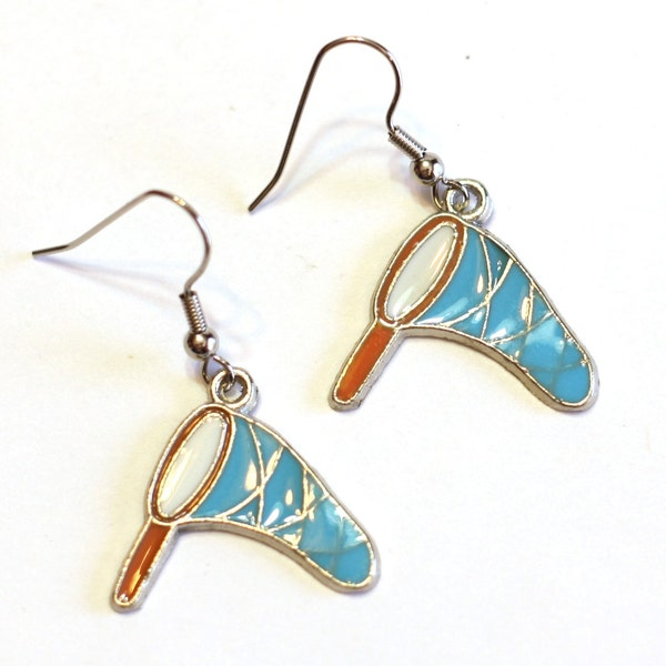 Blue Bug Catcher esmalte red encanto pendientes - ciencia amante - Bug joyería