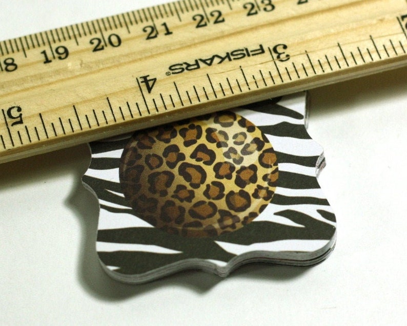 White and Black Fancy Square Retail Store Hang Tag Cards Party Favor Red Animal Print Christmas Ornament Ball Gift Tags: Set of 24 pieces