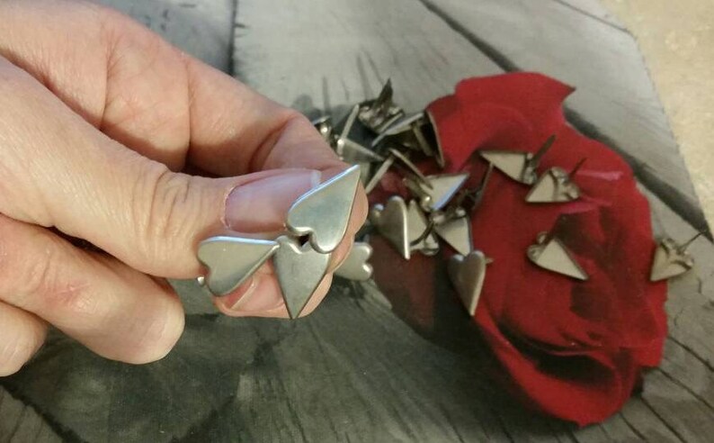 diy craft supply Metal Paper Card making scrapbooking supplies hearts valentine/'s day wedding Matte Silver Heart Brads: Lot of 24 Pieces