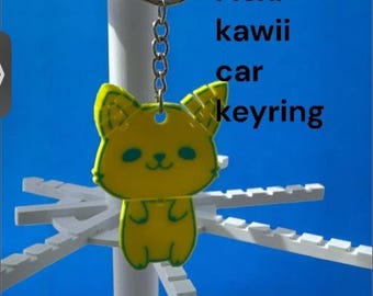 Flexi Kawaii Cat Keyring - 3D Gedruckte Katze Schlüsselanhänger, Süßes Kawaii Geschenk