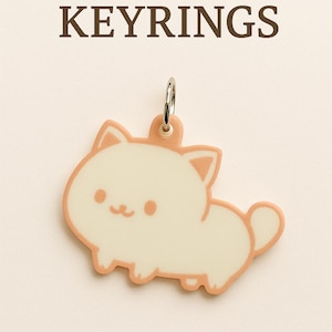 Kawaii Kitty Cat 3D Printed Keyring – Adorable Cat Charm for Bags, Keys, and Gifts
