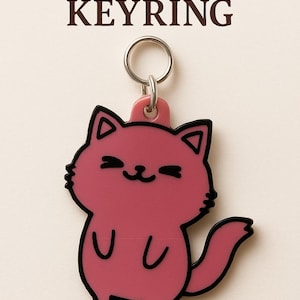 Kawaii Kitty Cat 3D Printed Keyring – Adorable Cat Charm for Bags, Keys, and Gifts