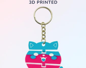 Flexi Kawaii Katze Schlüsselanhänger: 3D gedruckt Anhänger