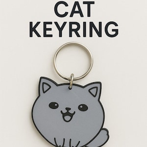 Kawaii Kitty Cat 3D Printed Keyring – Adorable Cat Charm for Bags, Keys, and Gifts