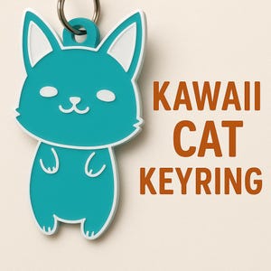Kawaii Kitty Cat 3D Printed Keyring – Adorable Cat Charm for Bags, Keys, and Gifts