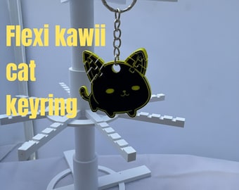 Flexi Kawaii Katze Schlüsselanhänger - 3D Gedruckt Fidget Charm