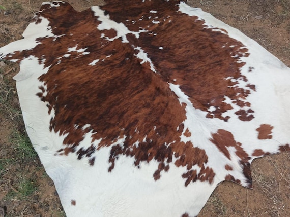 Real Cowhide Rug – Natural Cow Skin Leather Rug – Large Brazilian Cowhide – Rustic Boho Farmhouse Decor– 100% Real Leather Area Rug