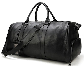 Bolsa de viaje de cuero premium - Bolsa de viaje de fin de semana hecha a mano - Equipaje de mano de cuero genuino para hombres y mujeres - Bolsa de gimnasio de lujo - Hecha a mano