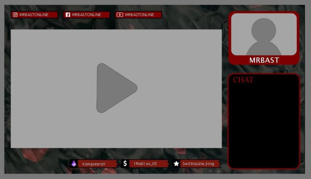 Dark Red Rose Twitch Overlay: Gothic Streamer Layout (digital Download ...