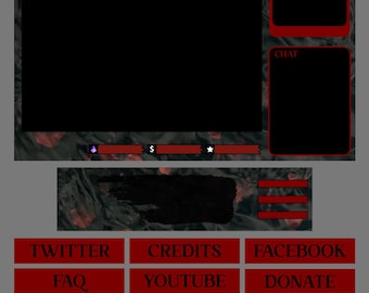 Superposición de Twitch de rosa roja oscura: diseño gótico para streamer (descarga digital)