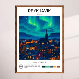 Reykjavik travel print - Iceland, Iceland print, Reykjavik print, Reykjavik poster, Reykjavik, Reykjavik Home Decor, Reykjavik Gift