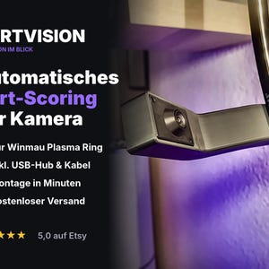 Dartvision Kamera-System – 3D-gedruckt, kompatibel mit Winmau Plasma Ring, inkl. USB-Hub & Kabel