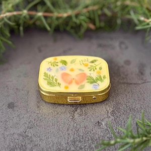 Cherry Shell Butterfly Pill Box, Floral Jewelry Case, Tiny Treasure Box, Cottagecore Accessory Organizer